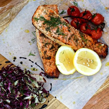 Baked salmon with fennel & tomatoes image